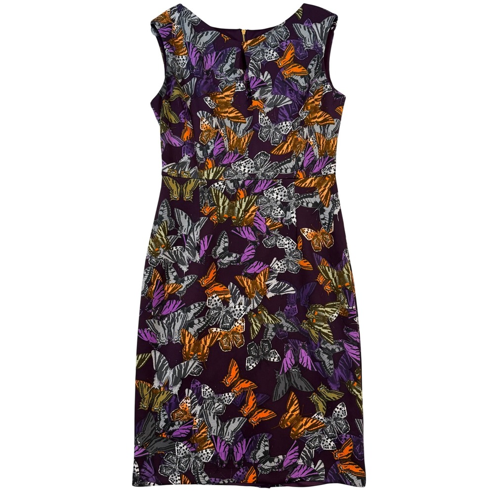 Ellen Tracy Womens Purple Butterfly Print Sleeveless Sheath Dress •6• Whimsical